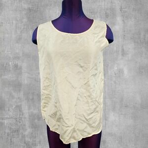 Vintage Ellen Ashley Womens Silk Tank Top Cream Scoop Neck Blouse Small Q15